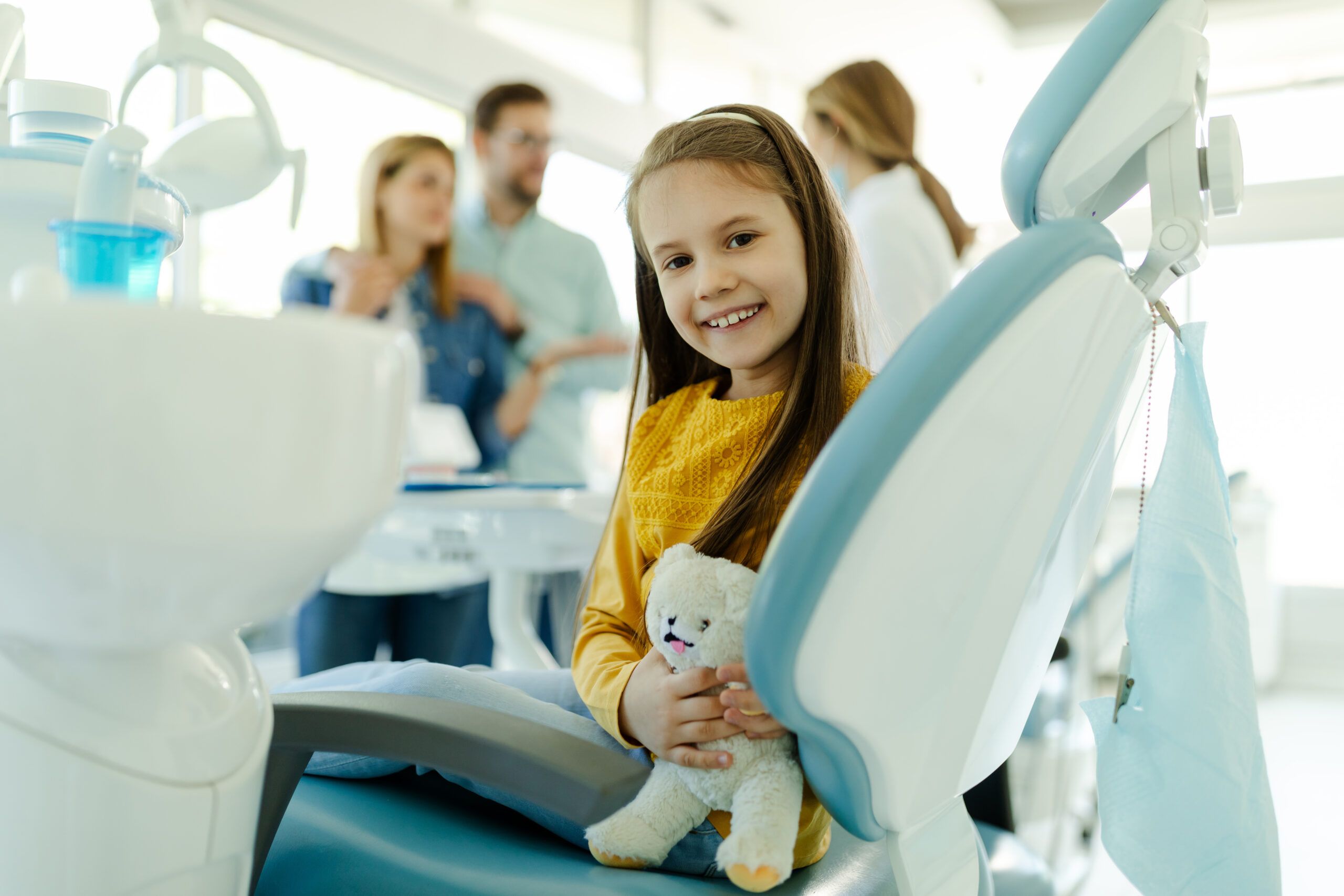 happy girl at dentist